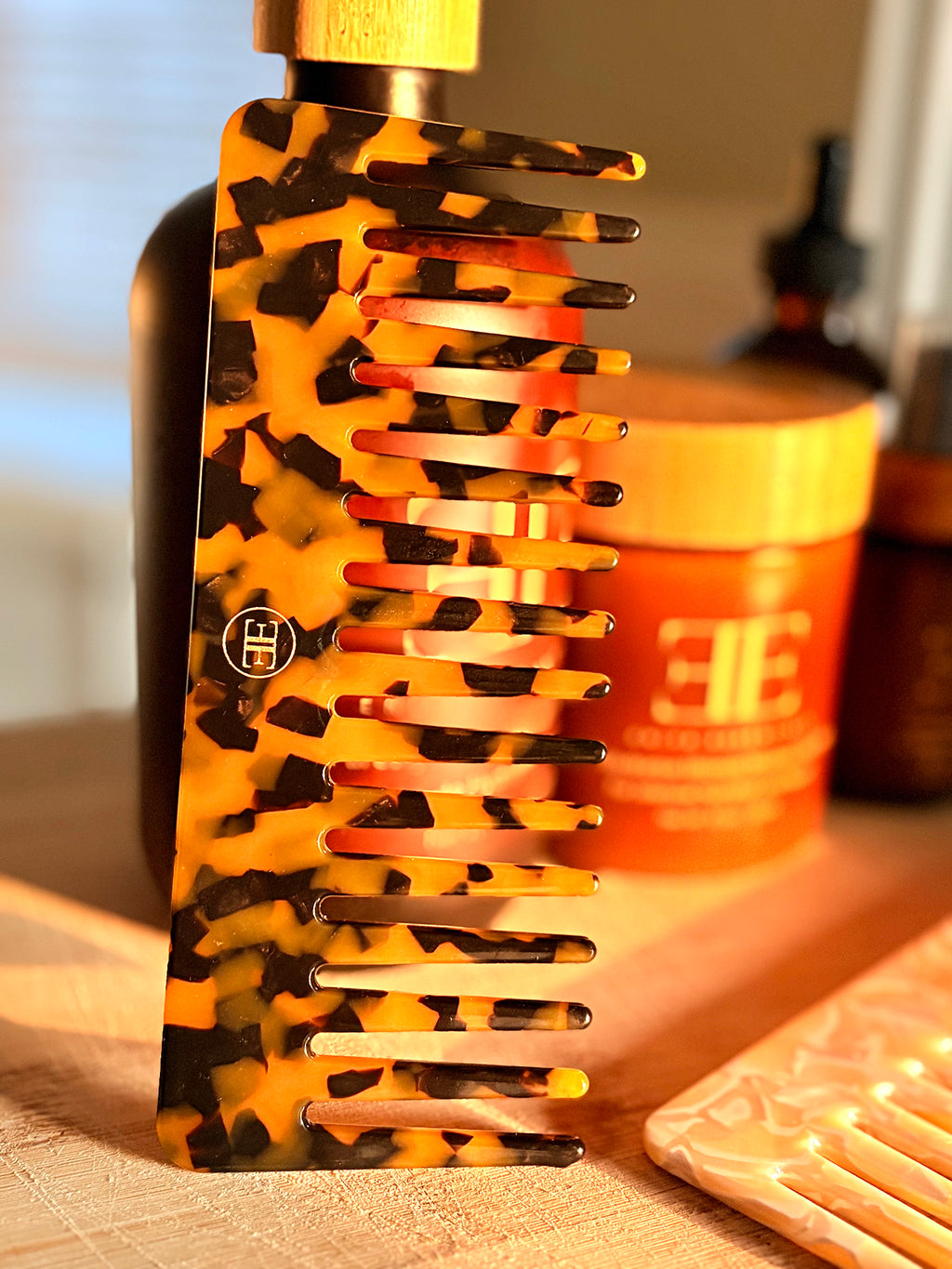 Amber Wide Tooth Comb